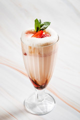 milkshake with strawberries and chocolate