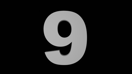 9 3D type on a black background for easy cut out