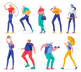 Woman Holding Jumping Rope, Delivery Man Running.