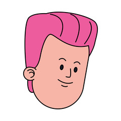 cartoon man with pink hair icon, colorful design