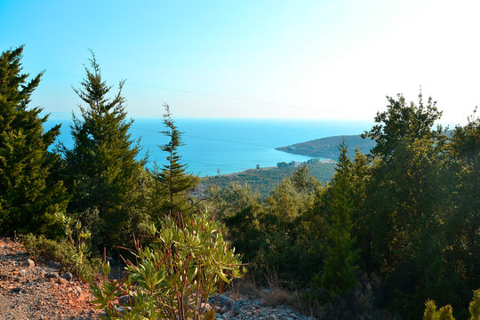 View of Ionian sea near Qeparo, Albania.