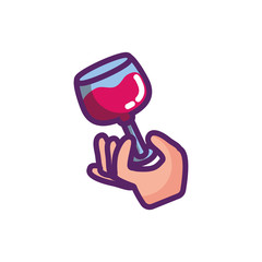 Isolated hand with wine cup vector design