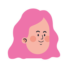 cartoon girl with pink hair icon, colorful design
