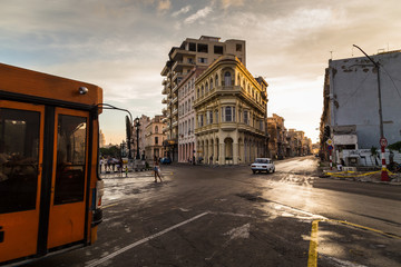 Bus crossing the Prado