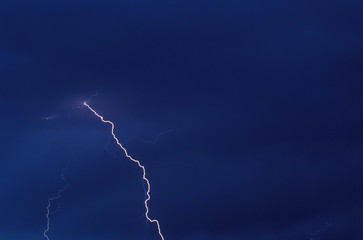 Lightning Bolt in the Night Sky