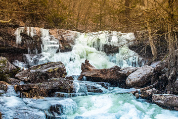 Scenic view of frozen Bastion falls at upstate New York