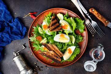 salad with salmon caviar