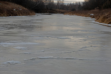 landscape -  winter river under ice