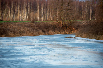 landscape -  winter river under ice