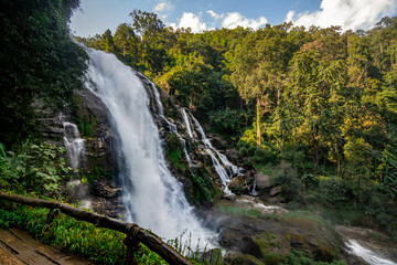 Fototapeta na wymiar Wachirathan Falls Waterfall in Chang Mai Thailand