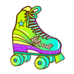 Roller skates on a white background. Wall stickers. Lets roll