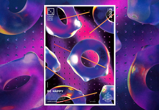 Abstract Retro Futuristic Poster Layout