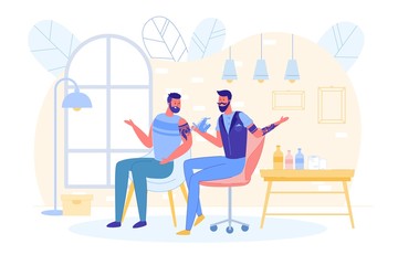 Master Make Tattooing to Character in Tattoo Salon