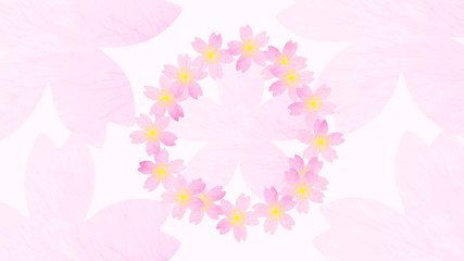 桜の花輪と桜の背景