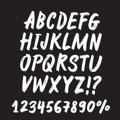 Hand drawn textured brush strokes vector letters and figures