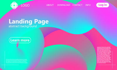 Landing page. Flow shape. Fluid background. Vector