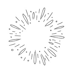 Starburst doodle, sun burst sunshine. Radiating from the center of thin beams. 