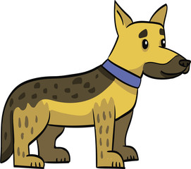 German Shepherd funny drawing cartoon dog isolated isolated