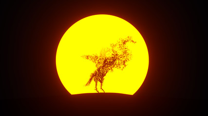 Silhouette of growing tree in a shape of Pegasus. Mythical winged divine horse. Eco Concept. 3D rendering.