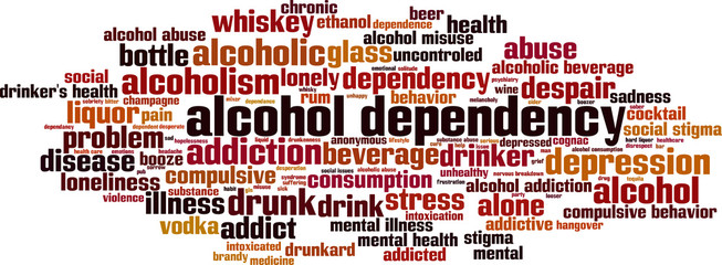 Alcohol dependency word cloud