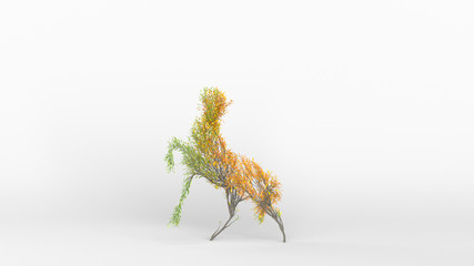 Growing Tree in a shape of Horse. Eco Concept. 3D rendering.