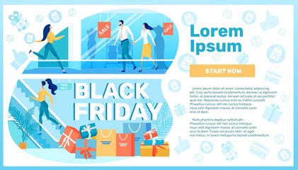 Black Friday Sale, Shopping Mall with Stores.