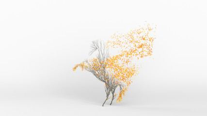 Growing Tree in a shape of Horse. Eco Concept. 3D rendering.