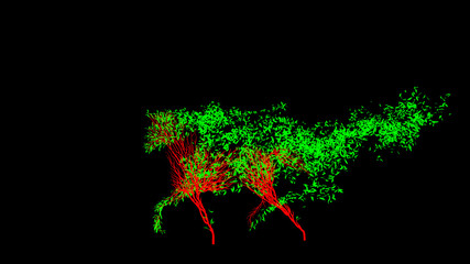 Growing Tree in a shape of Horse. Eco Concept. 3D rendering.