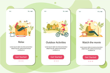 Watch Movie, Outdoor Activities, Relax Banner Set