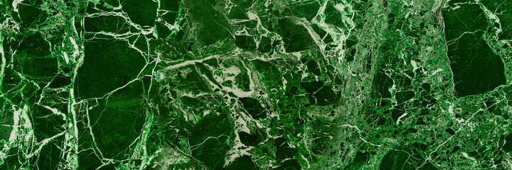 Polished Green And Malachite Color Marble With White Streaks. Stone Decoration Marble Background, Close-Up Of Grunge Marble Texture.