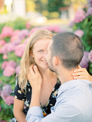 Fototapeta premium Couple in love. Summer romance. Love, relationship, fun, happiness. Young couple having fun in Italy