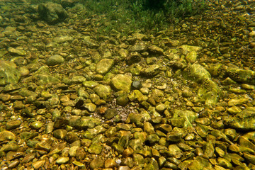 Rocky river bottom of the Licka Jesenica River