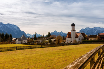 Village church in Bavaria, Wallgau Germany