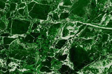 Polished Green And Malachite Color Marble With White Streaks. Stone Decoration Marble Background, Close-Up Of Grunge Marble Texture.
