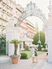 Fototapeta premium Couple in love. Summer romance. Love, relationship, fun, happiness. Young couple having fun in Italy