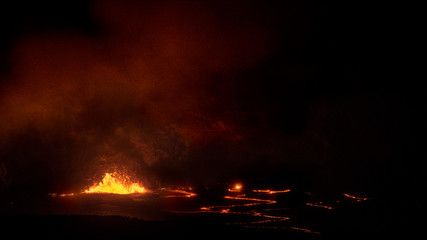 Night Lava Lake, Halemaumau Crater,  April 2018