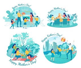 Naklejka premium Happy Mothers Day and Happy Fathers Day Gratters.