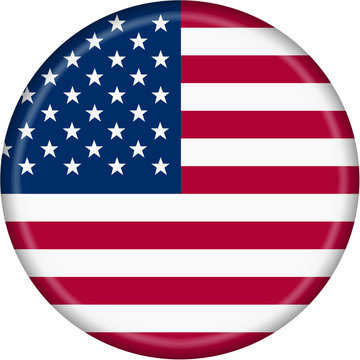 United States flag button illustration with clipping path