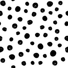 Dot doodles seamless pattern. Hand drawn circles texture. Dots background.