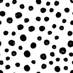 Dot doodles seamless pattern. Hand drawn circles texture. Dots background.