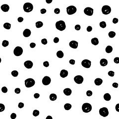 Dot doodles seamless pattern. Hand drawn circles texture. Dots background.