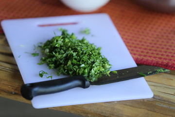 parsley on a cutting board