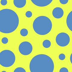 Blue circles of different sizes on a yellow background