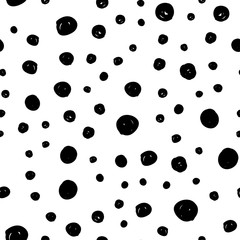 Dot doodles seamless pattern. Hand drawn circles texture. Dots background.