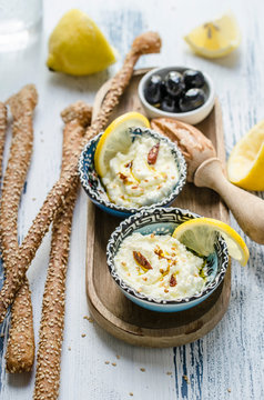 Feta dip with lemon and chilli pepper