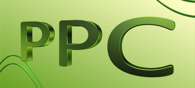 PPC - Pay Per Click - Metal Word in Light Background - Concept Keyword Illustration - 3D rendering