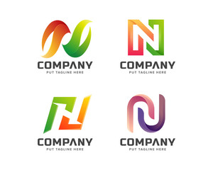 Colorful letter initial N logo collection 