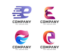 Colorful letter initial E logo collection 