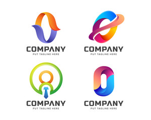 Colorful letter initial O logo collection 