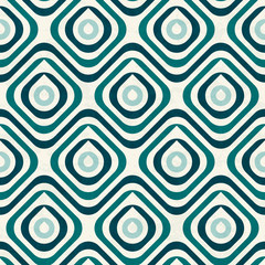 Fototapeta na wymiar Abstract geometric pattern, design in blue, turquoise and cream white colors, textured seamless vector illustration